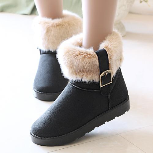 2020新款韩版冬雪地靴 皮搭扣短靴子女保暖防滑女靴鞋厂家批发